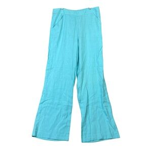 Lilly pulitzer Blue wide leg linen blend pants vintage size 8 Lightweight